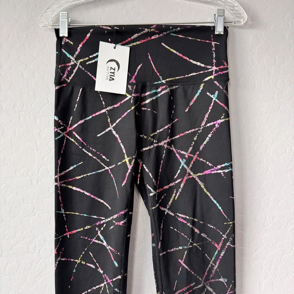 NWT Zyia Active Abstract Hi-Rise 7/8 Leggings - Iridescent, Athletic, Size 6-8 - Picture 2 of 9
